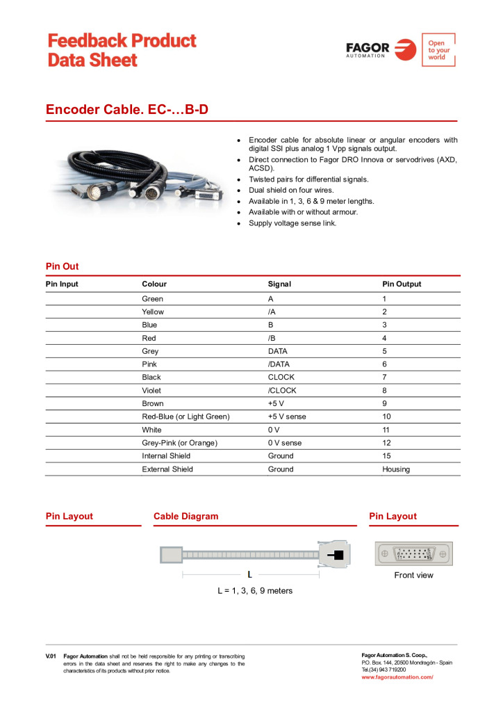 Data Sheet Cable EC-B-D