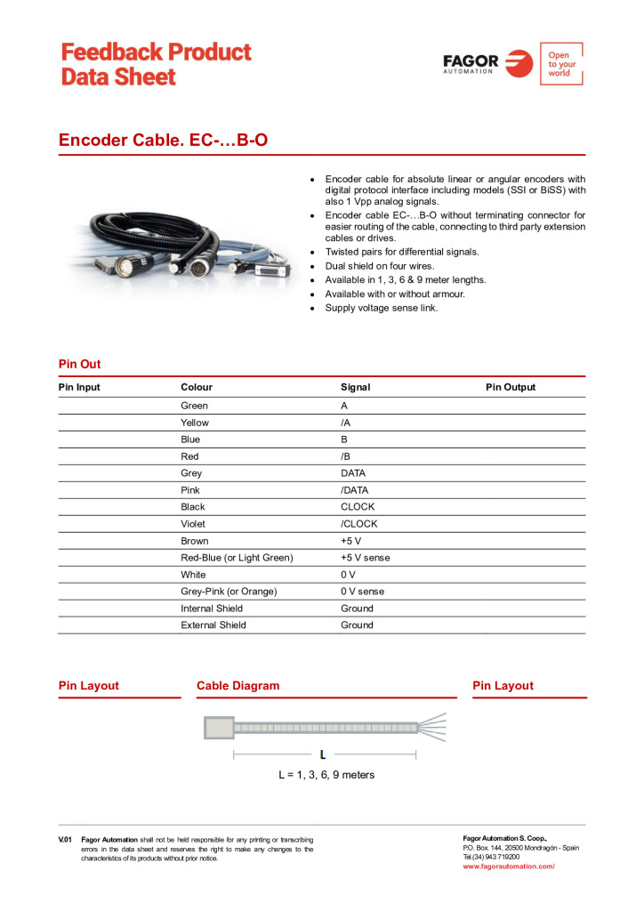 Data Sheet Cable EC-B-O