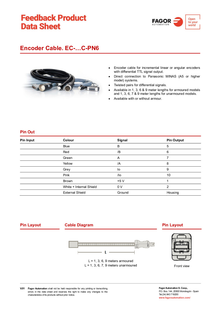 Data Sheet Cable EC-C-PN6