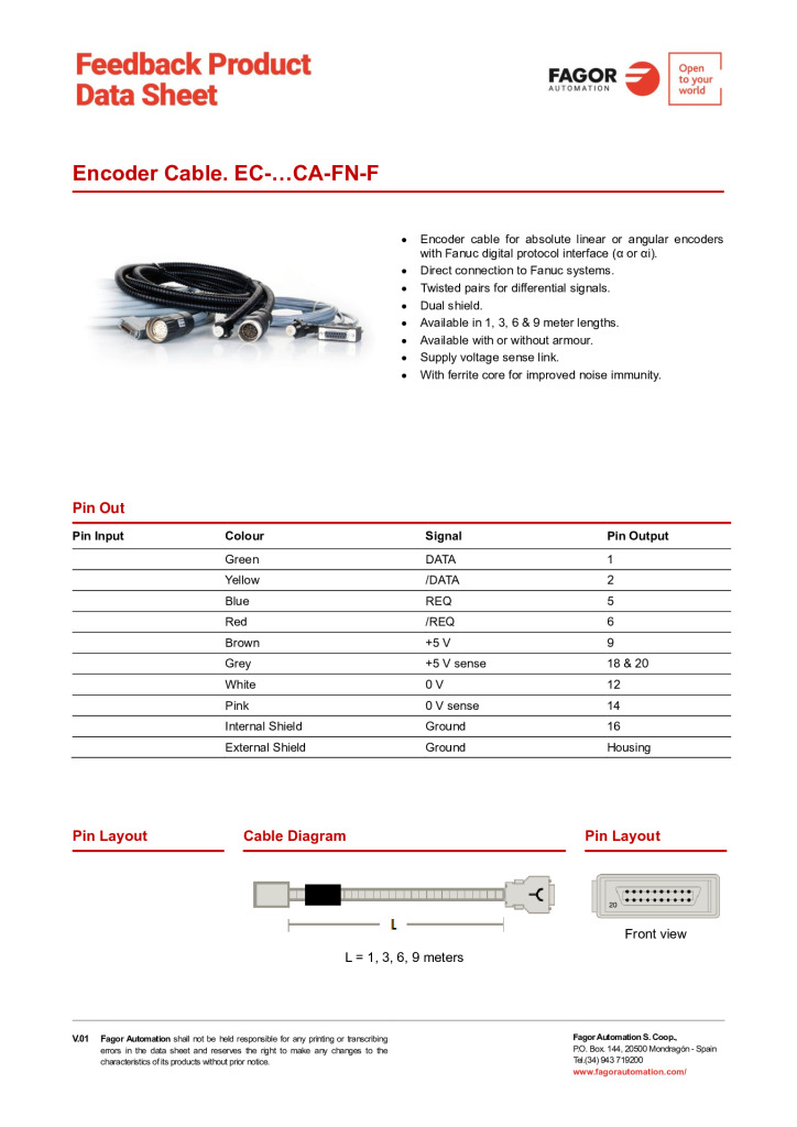 Data Sheet Cable EC-CA-FN-F