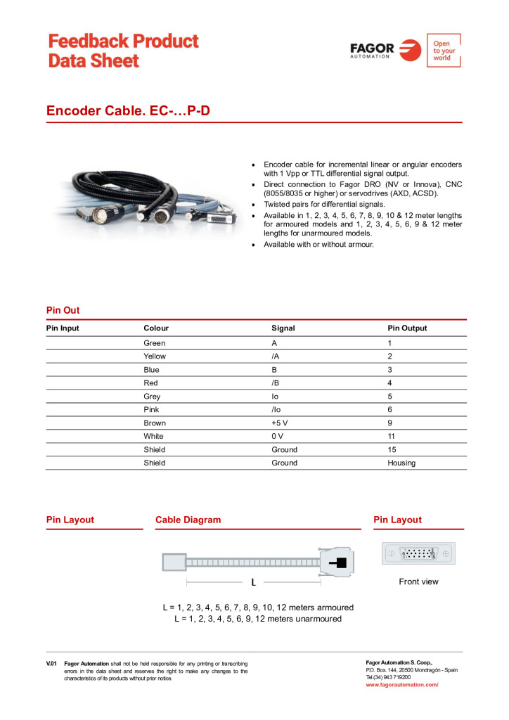 Data Sheet Cable EC-P-D