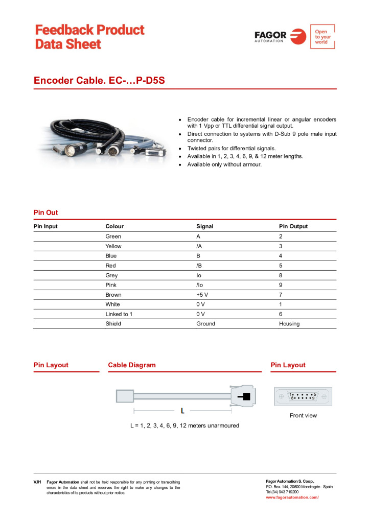 Data Sheet Cable EC-P-D5S