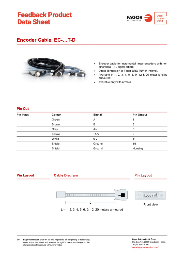 Data Sheet Cable EC-T-D