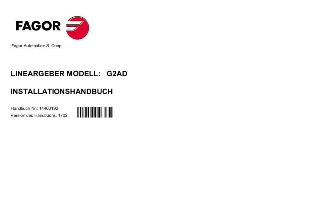 G2 model absolute linear encoder – FeeDat (Fagor) protocol