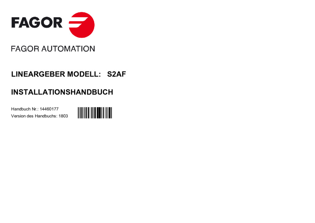 Cover: S2 model absolute linear encoder – Fanuc protocol