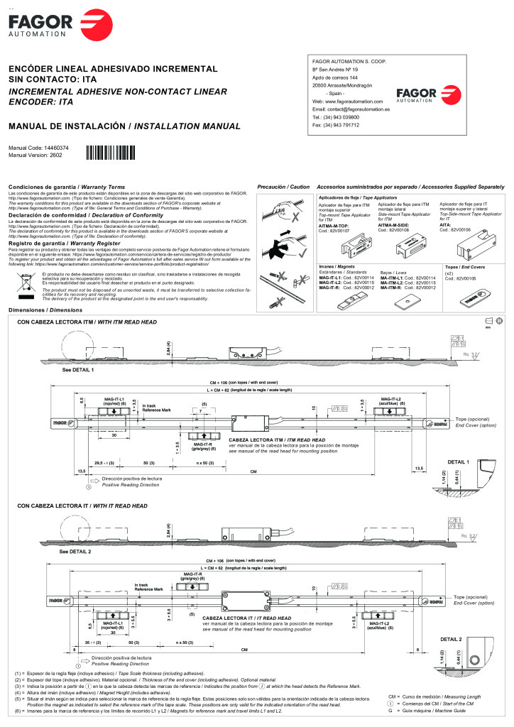 IT model non-contact incremental open linear encoder-Adhesive tape